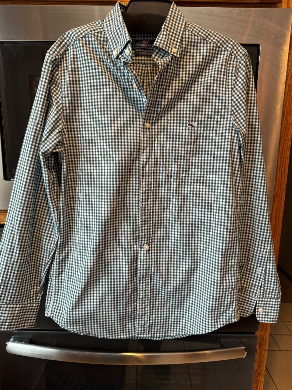 Men's Vineyard Vines Classic Fit Tucker Long Sleeve Shirt Plaid Green & White S